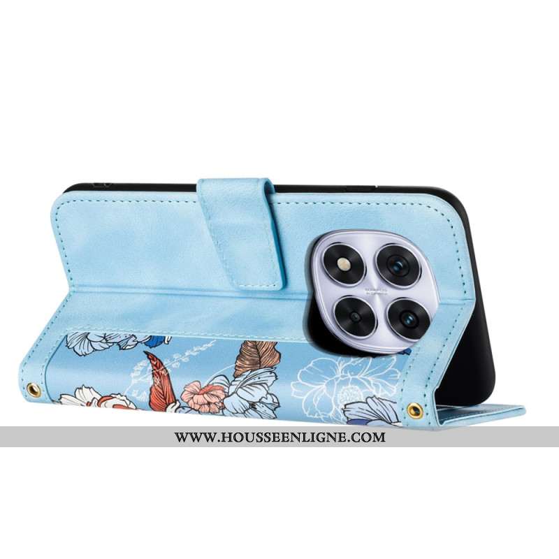 HOusse Xiaomi Redmi Note 14 Pro 4G Fleurs Graphiques à Lanière
