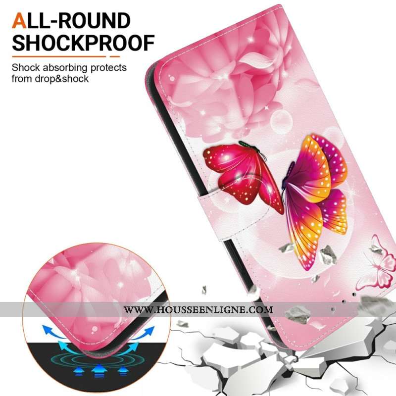 Hoousse Xiaomi Redmi Note 14 4G Papillons Roses