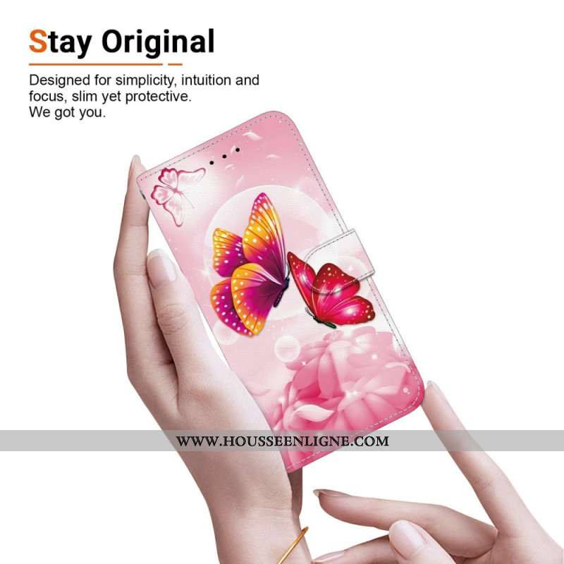 Hoousse Xiaomi Redmi Note 14 4G Papillons Roses