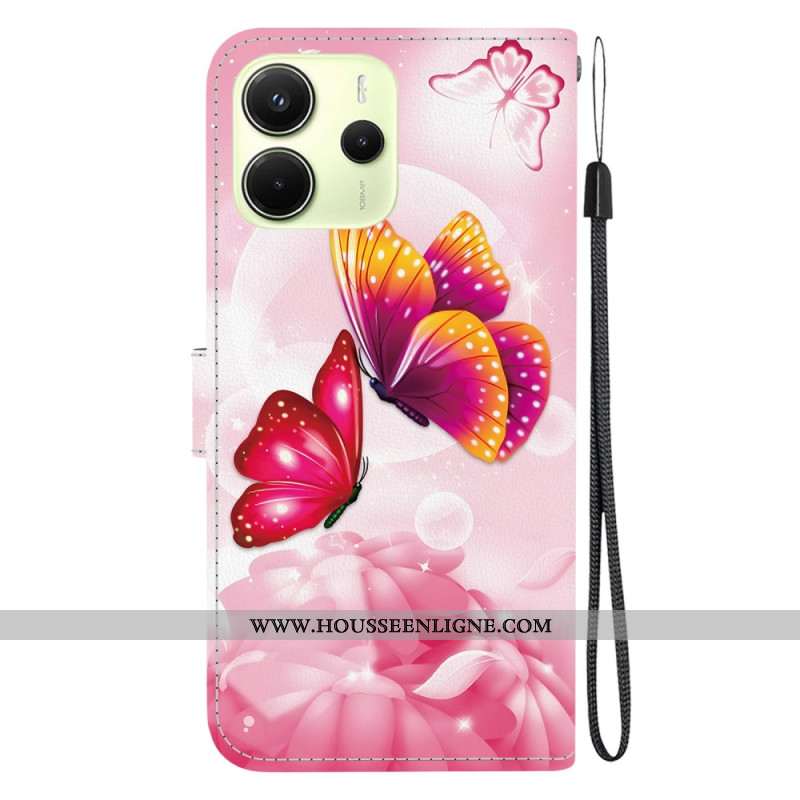 Hoousse Xiaomi Redmi Note 14 4G Papillons Roses