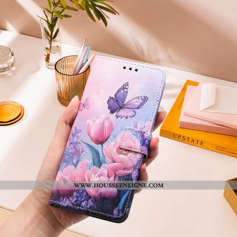 House Samsung Galaxy S26 Plus Papillon et Fleurs Roses