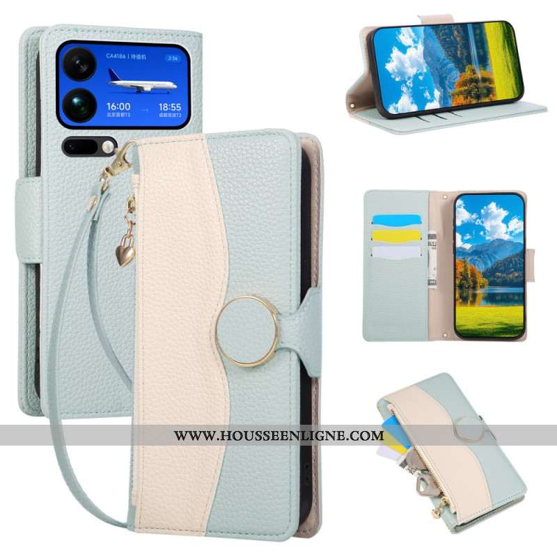 Housse 17 Pro Max Portefeuille à Rabat avec Fermeture Éclair