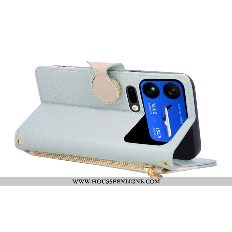 Housse 17 Pro Max Portefeuille à Rabat avec Fermeture Éclair