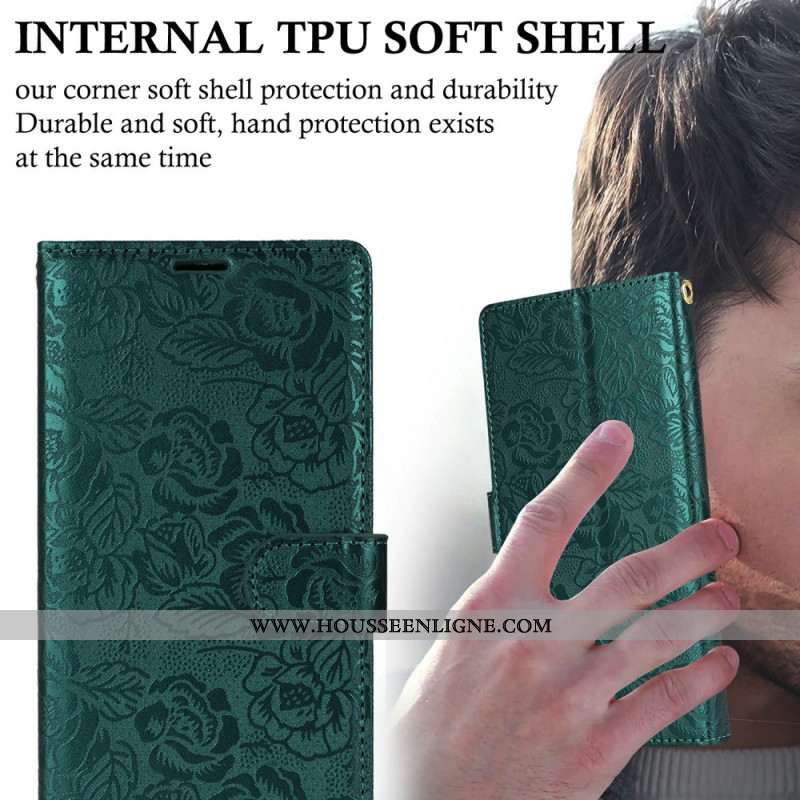 Housse Galaxy S25 Ultra 5G Impression Florale à Lanière