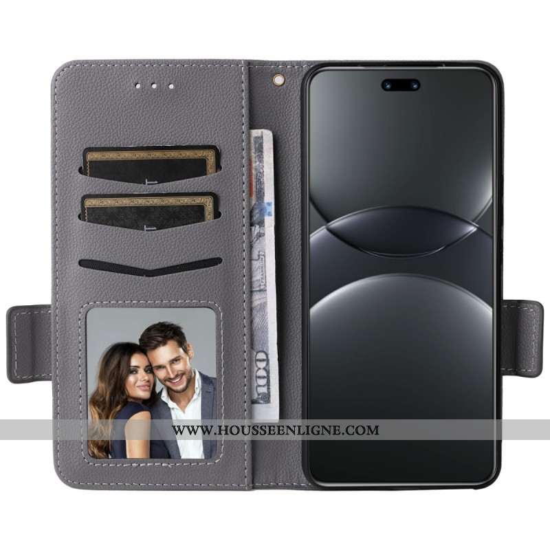 Housse Huawei Nova 13 Pro Simili Cuir Litchi à Lanière