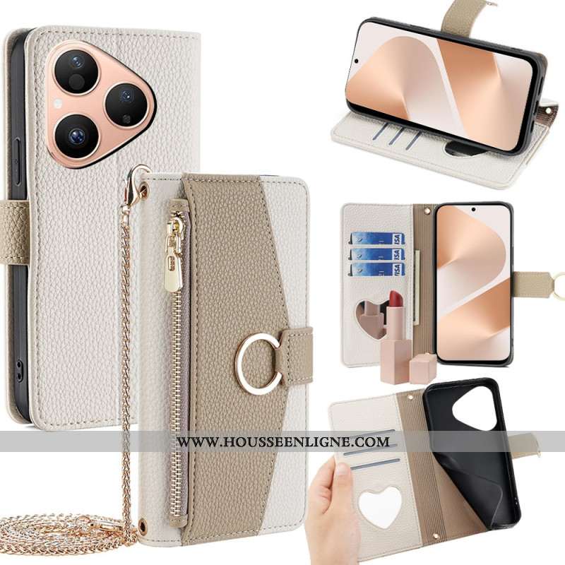 Housse Huawei Pura 80 Bicolore avec Miroir et Chaîne