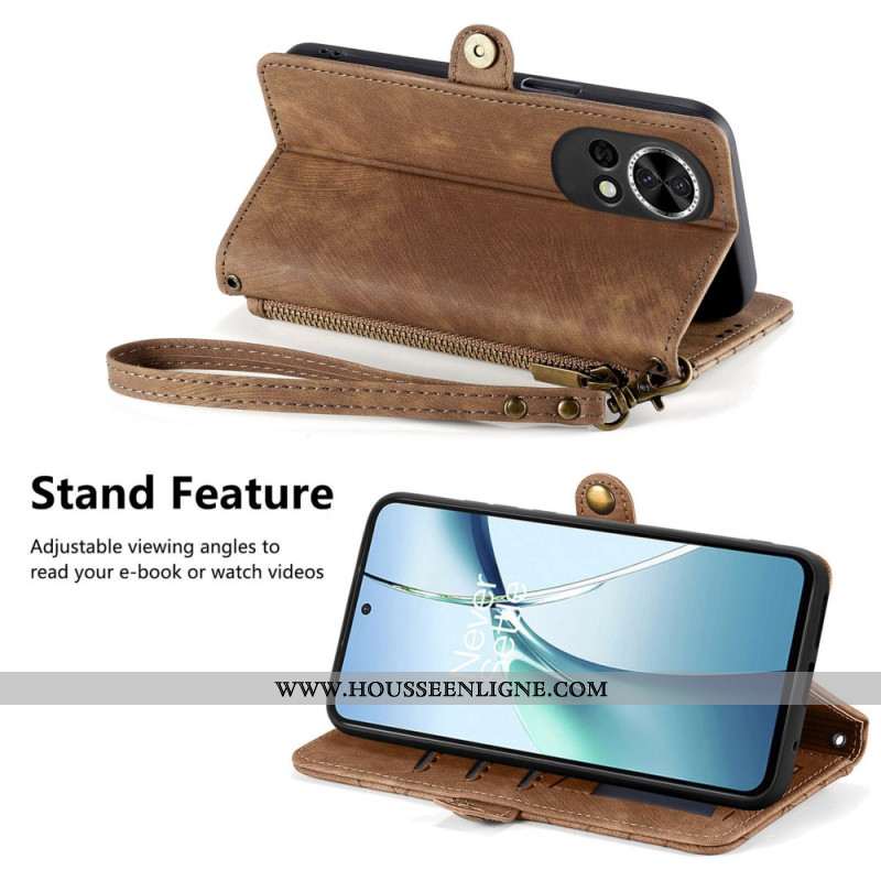 Housse Huawei nova 13 Portefeuille Zippé Motif Géométrique