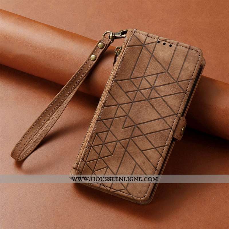 Housse Huawei nova 13 Portefeuille Zippé Motif Géométrique