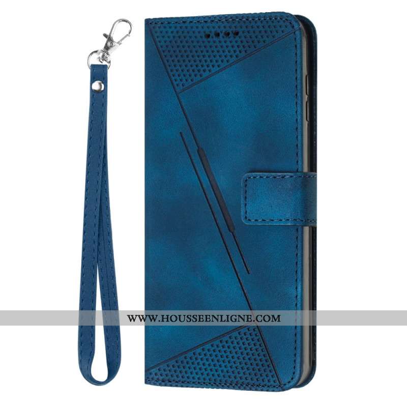 Housse OnePlus 13 Effet Daim Lignes à Lanière