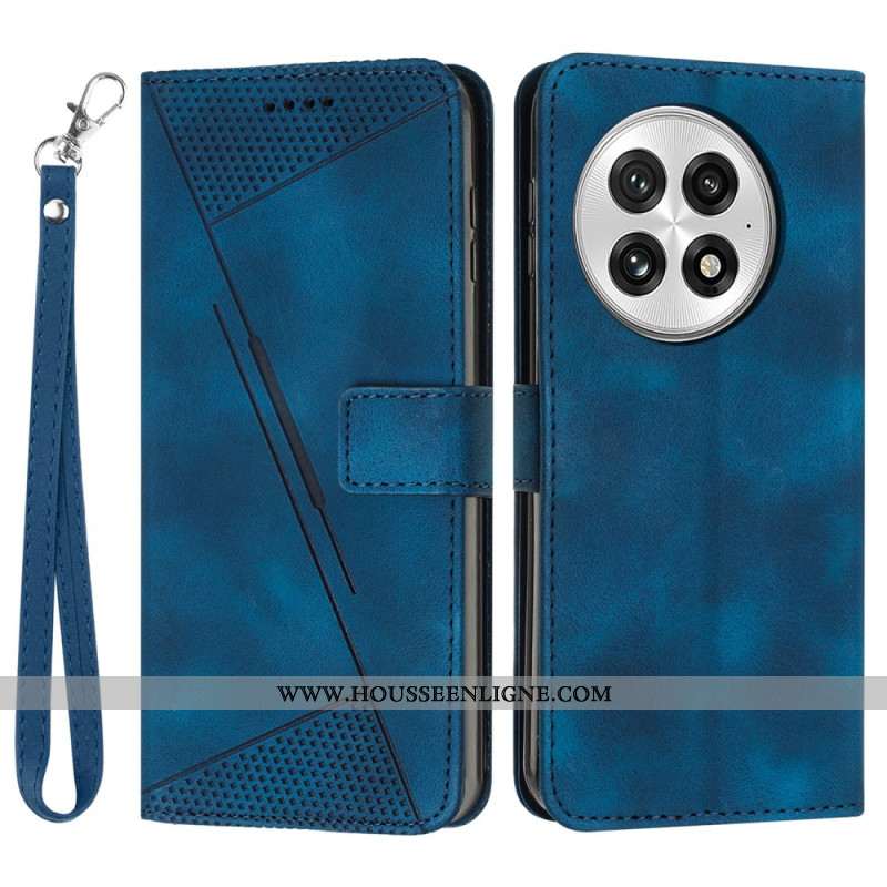 Housse OnePlus 13 Effet Daim Lignes à Lanière