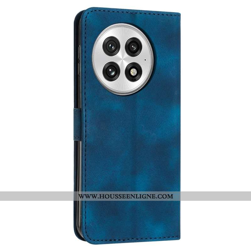 Housse OnePlus 13 Effet Daim Lignes à Lanière