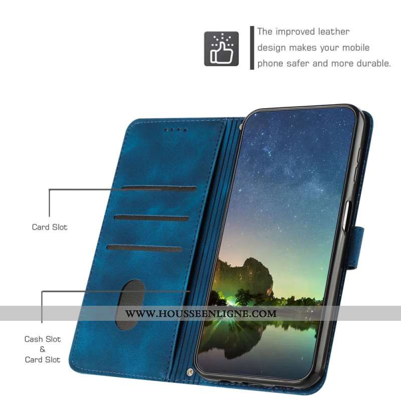 Housse OnePlus 13 Effet Daim Lignes à Lanière