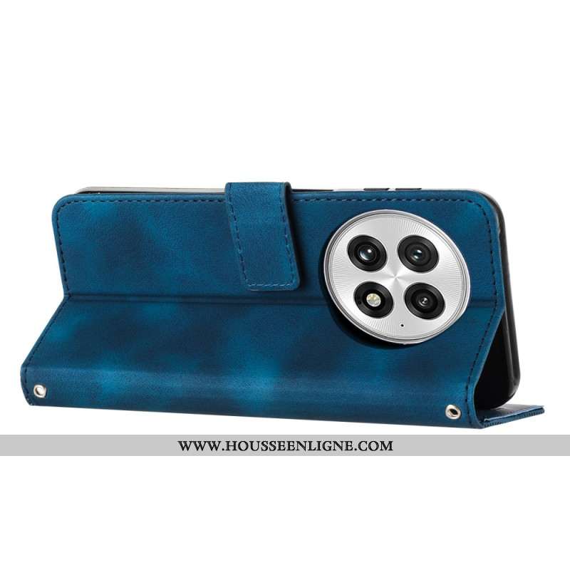 Housse OnePlus 13 Effet Daim Lignes à Lanière