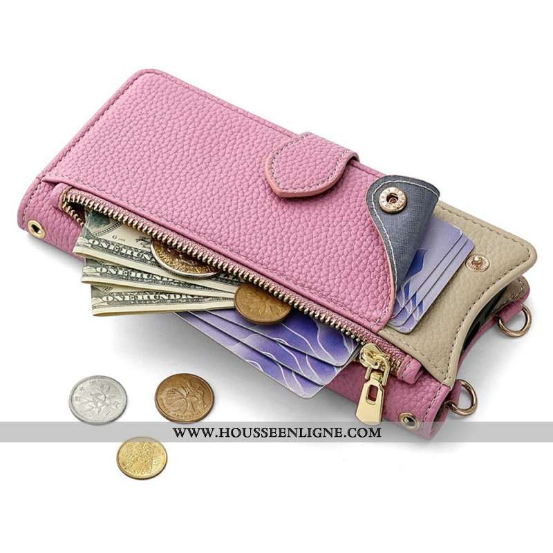 Housse OnePlus 13 Portefeuille Bicolore et Chaîne