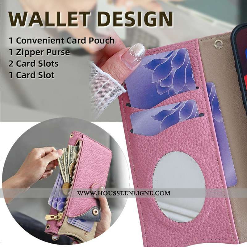 Housse OnePlus 13 Portefeuille Bicolore et Chaîne