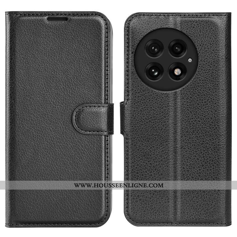 Housse OnePlus 13 Simili Cuir Litchi Classique
