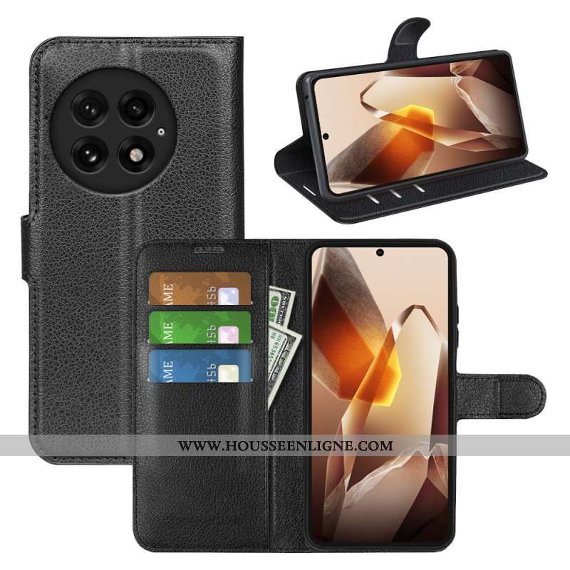 Housse OnePlus 13 Simili Cuir Litchi Classique
