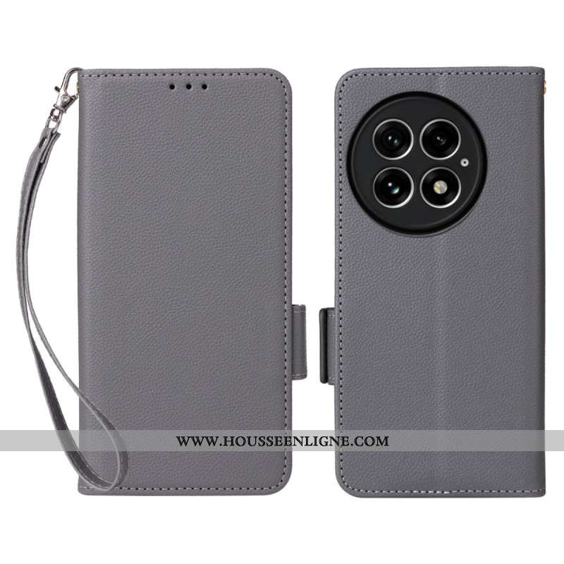 Housse OnePlus 13 Simili Cuir Texturé à Lanière