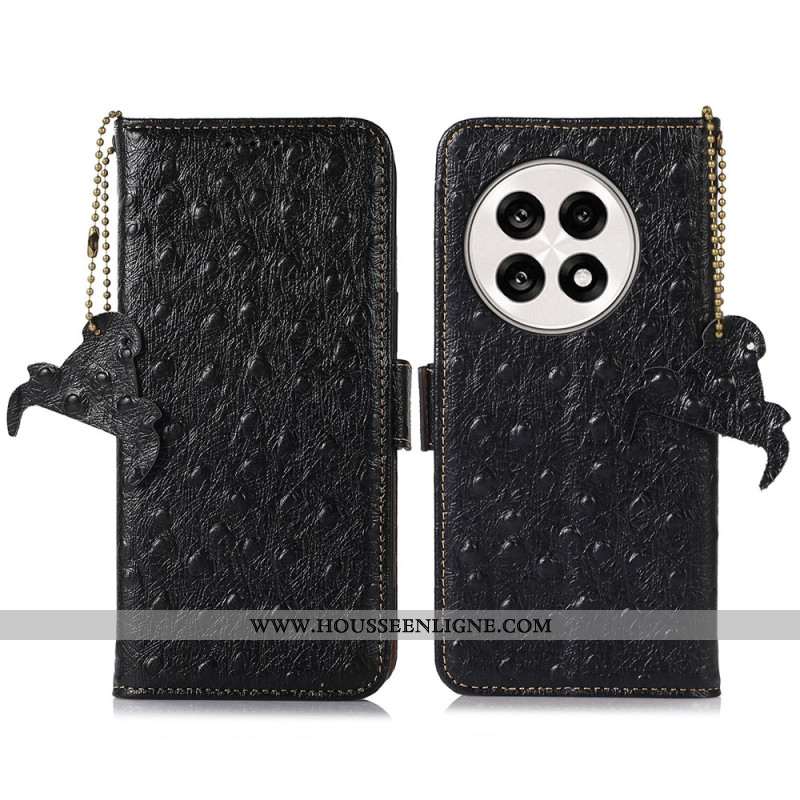 Housse OnePlus 13R Blocage RFID Cuir Texture Autruche