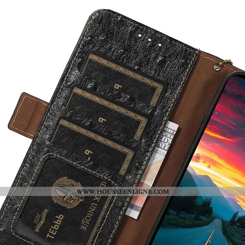 Housse OnePlus 13R Blocage RFID Cuir Texture Autruche