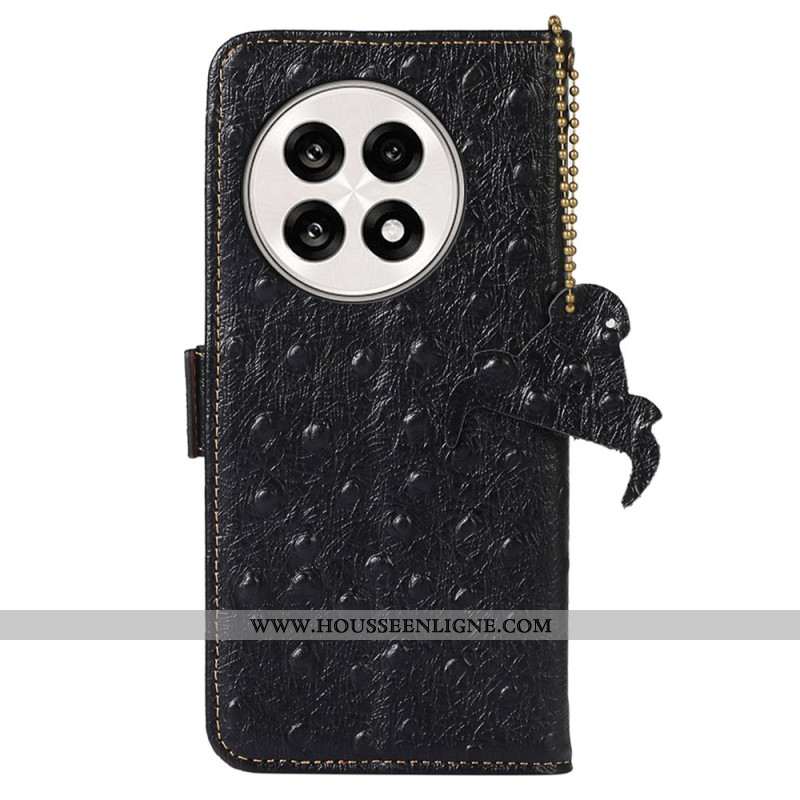 Housse OnePlus 13R Blocage RFID Cuir Texture Autruche