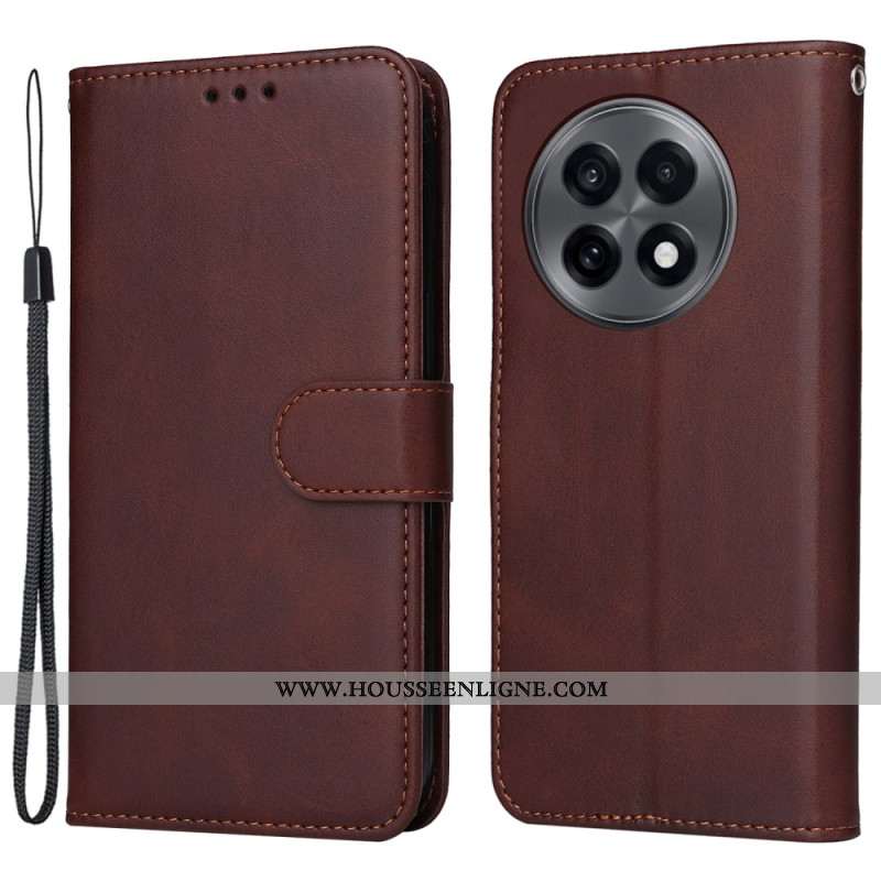 Housse OnePlus 13R Effet Cuir Uni à Lanière