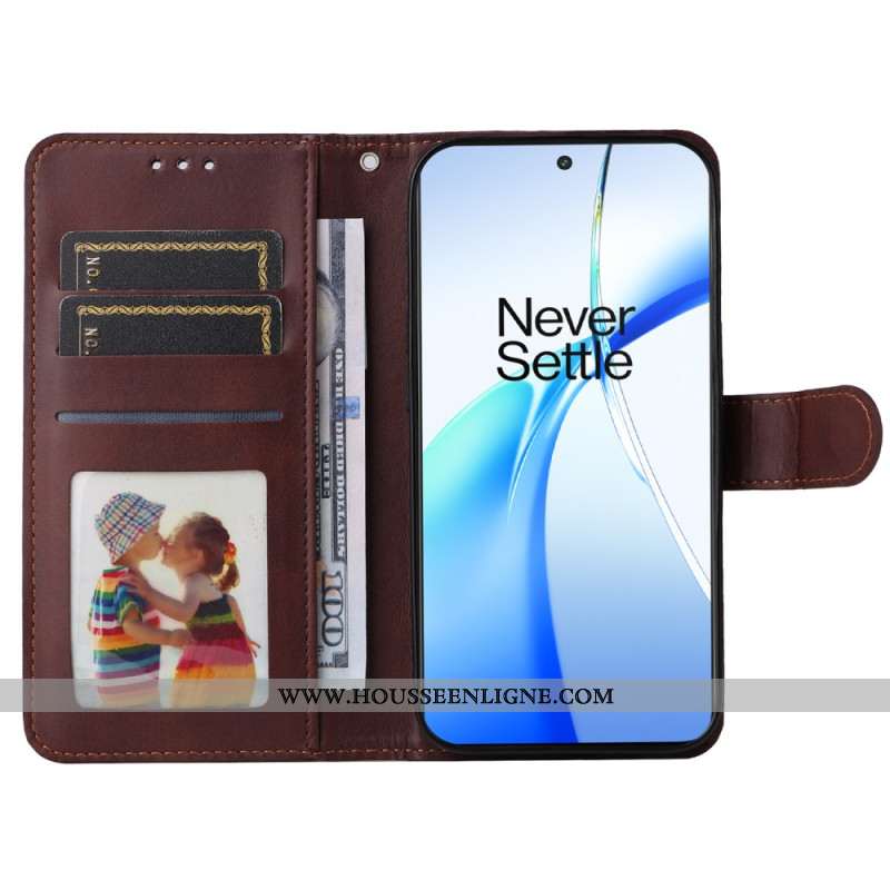 Housse OnePlus 13R Effet Cuir Uni à Lanière