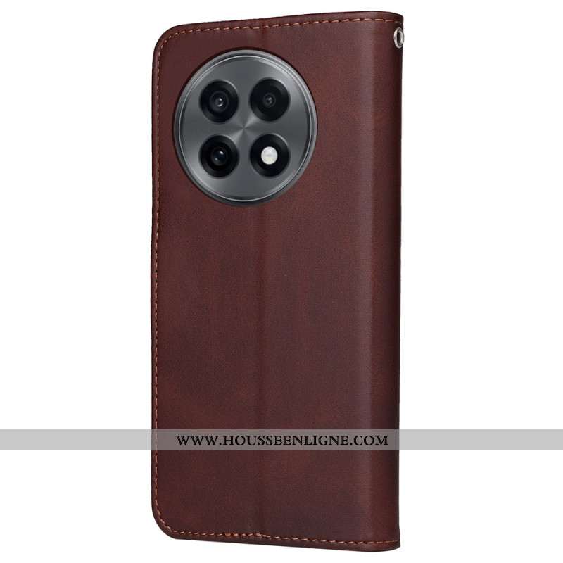 Housse OnePlus 13R Effet Cuir Uni à Lanière