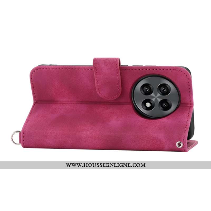 Housse OnePlus 13R Effet Daim Dentelle avec Lanière et Bandoulière