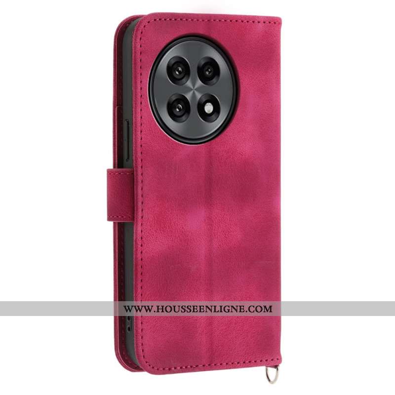 Housse OnePlus 13R Effet Daim Dentelle avec Lanière et Bandoulière