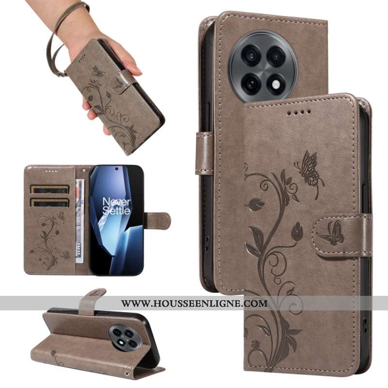 Housse OnePlus 13R Motif Floral à Lanière