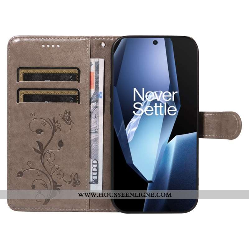 Housse OnePlus 13R Motif Floral à Lanière