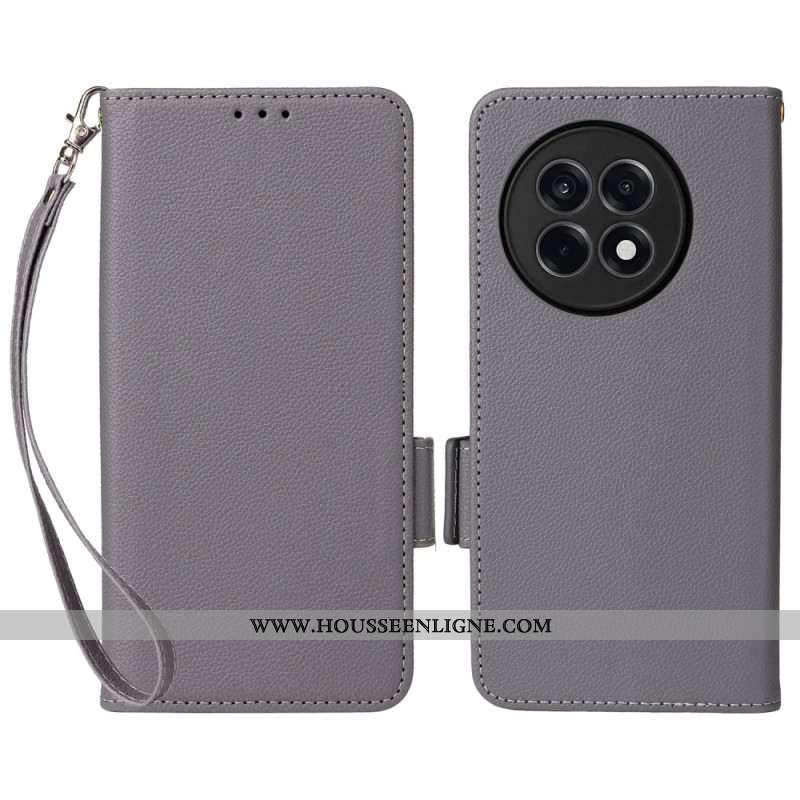 Housse OnePlus 13R Texture Litchi à Lanière