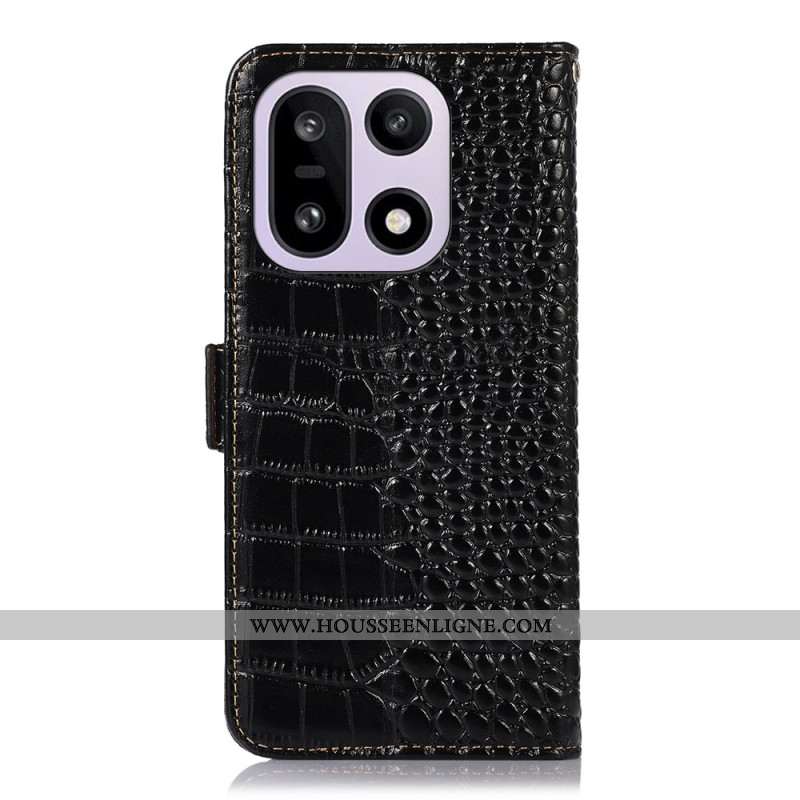 Housse OnePlus 15 5G RFID Cuir Texture Crocodile