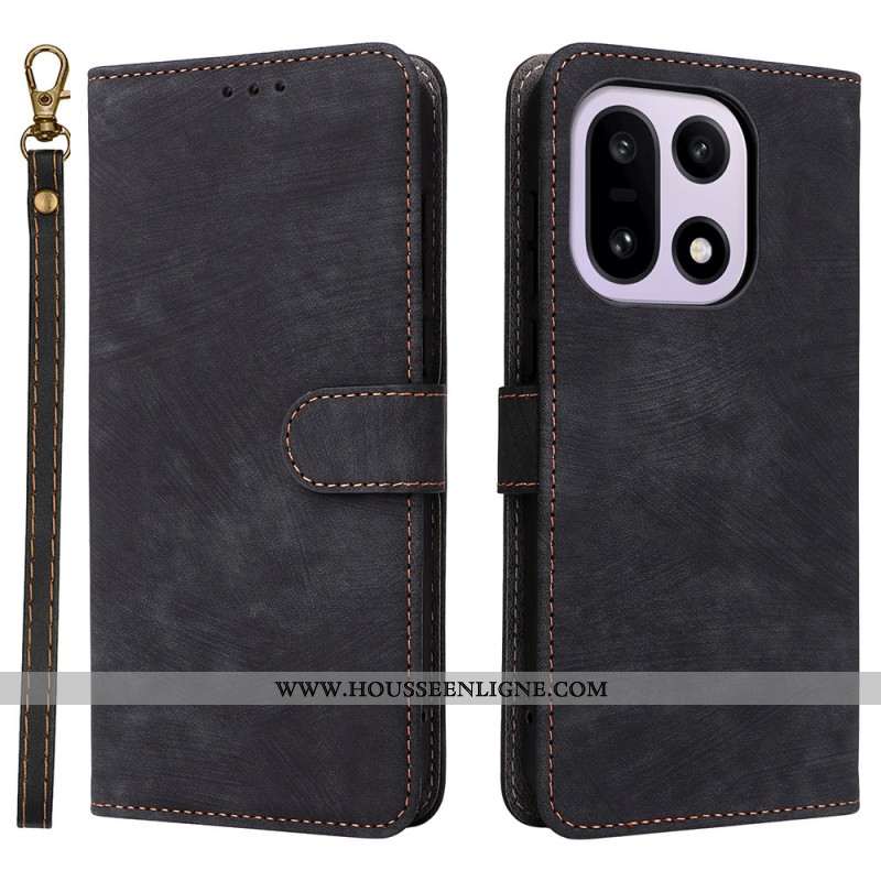 Housse OnePlus 15 Effet Daim à Lanière