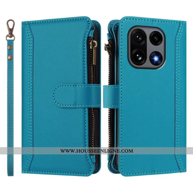 Housse OnePlus 15 Portefeuille 9 Porte-Cartes et Lanière