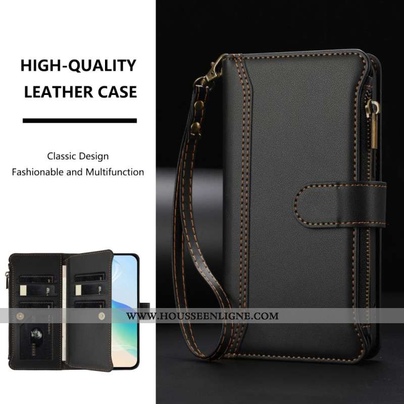 Housse OnePlus 15 Portefeuille 9 Porte-Cartes et Lanière