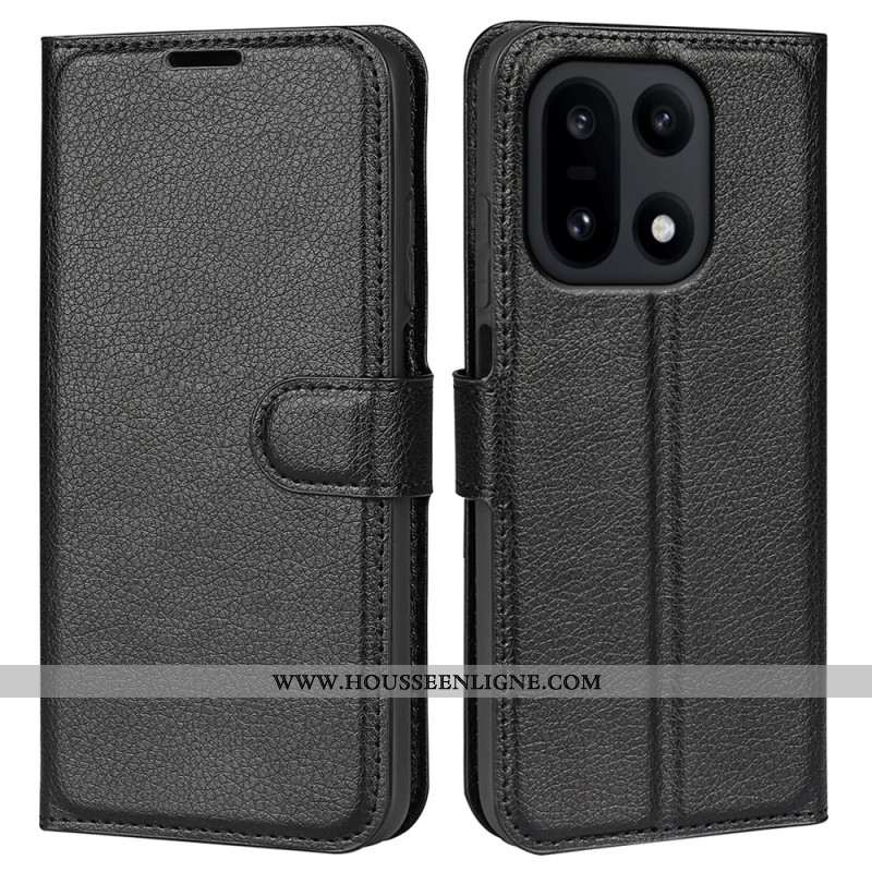 Housse OnePlus 15 Simili Cuir Litchi