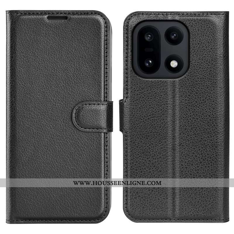 Housse OnePlus 15 Simili Cuir Litchi