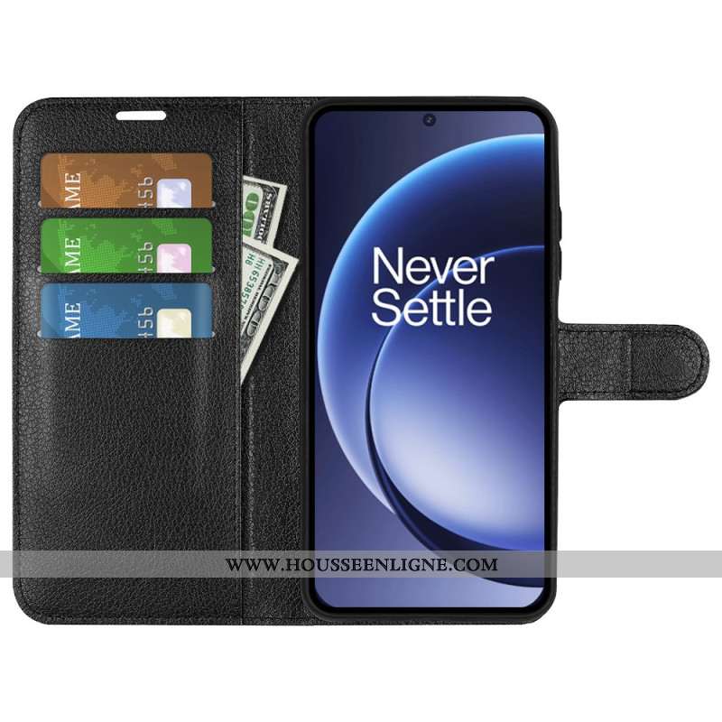 Housse OnePlus 15 Simili Cuir Litchi
