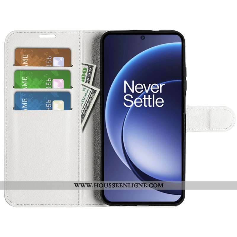 Housse OnePlus 15 Simili Cuir Litchi