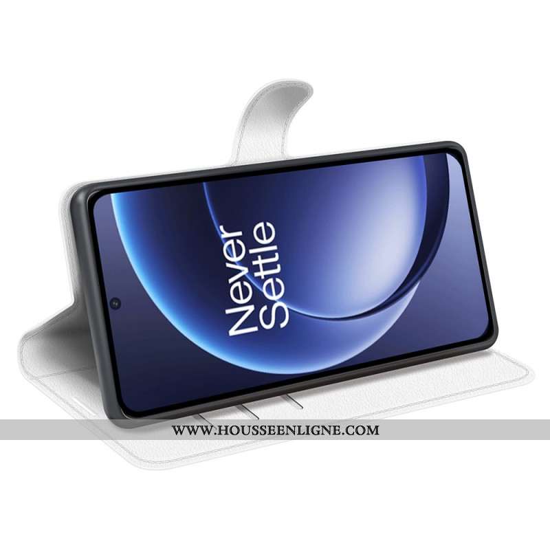 Housse OnePlus 15 Simili Cuir Litchi