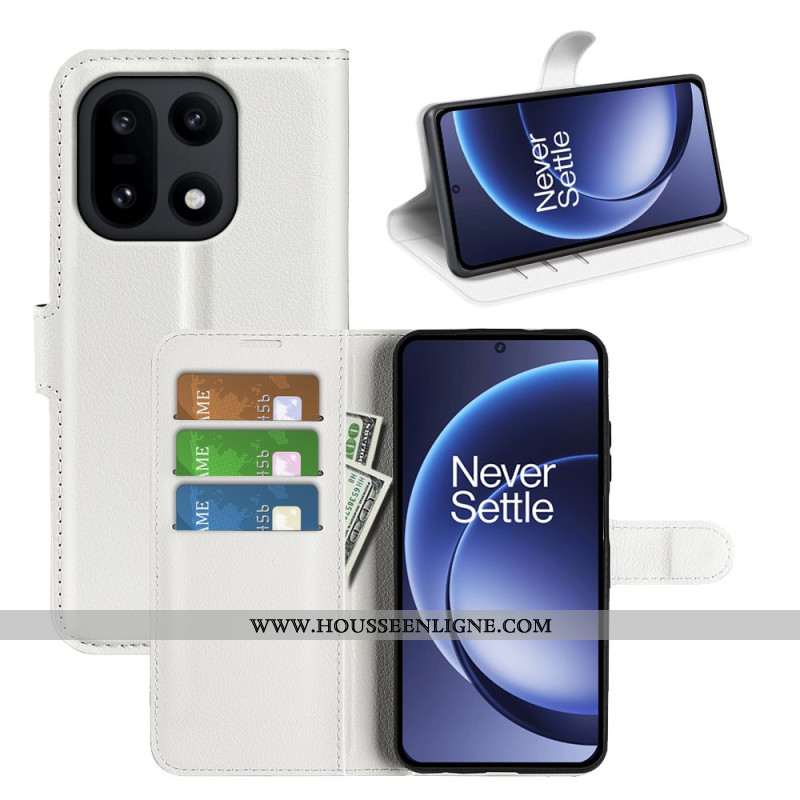 Housse OnePlus 15 Simili Cuir Litchi