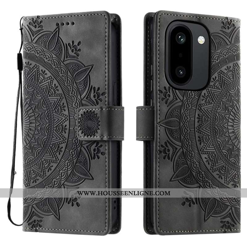Housse OnePlus 15R Portefeuille Effet Daim Mandala