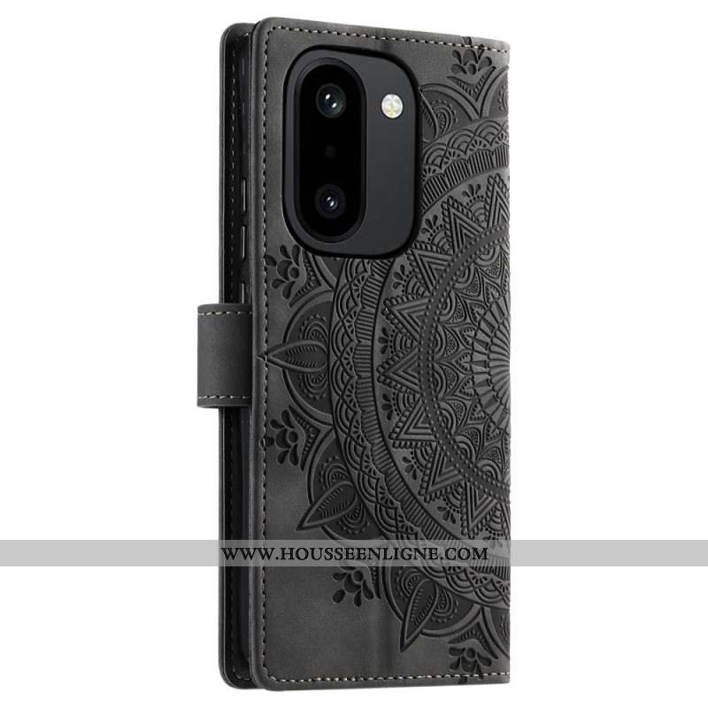 Housse OnePlus 15R Portefeuille Effet Daim Mandala