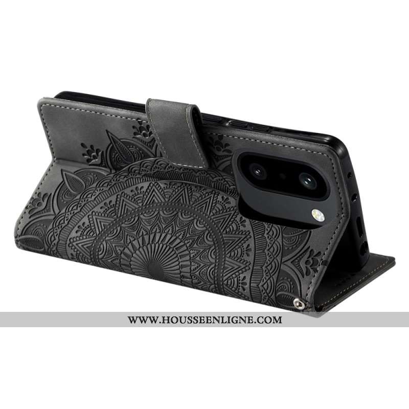 Housse OnePlus 15R Portefeuille Effet Daim Mandala