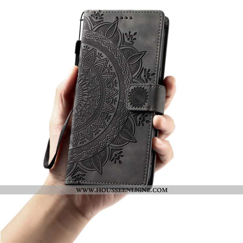 Housse OnePlus 15R Portefeuille Effet Daim Mandala