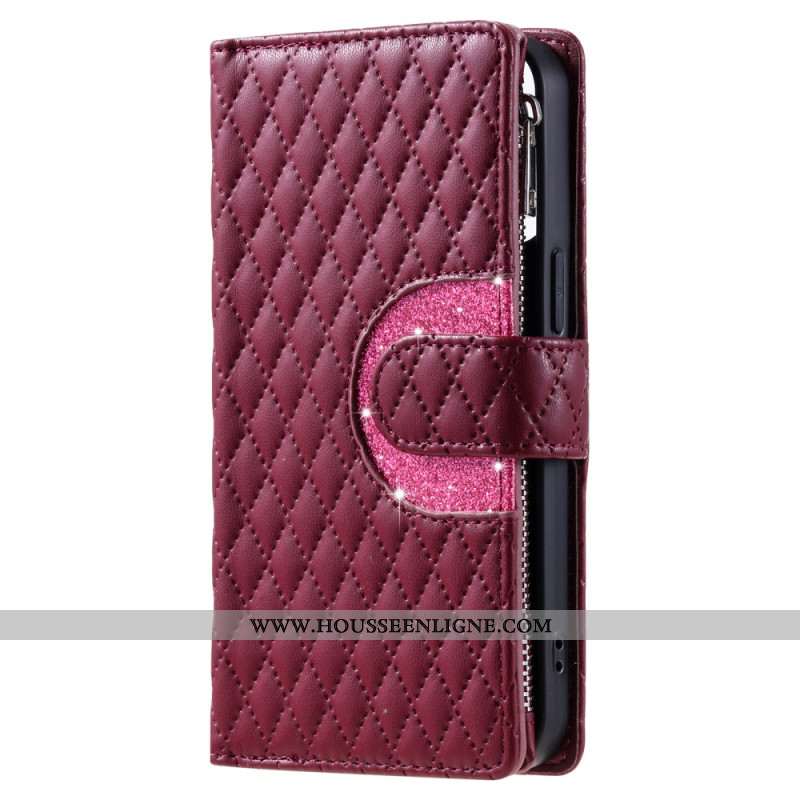 Housse OnePlus 15R Portefeuille Matelassée à Paillettes