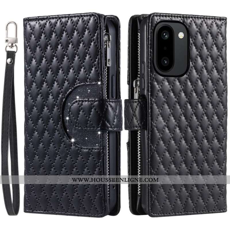 Housse OnePlus 15R Portefeuille Matelassée à Paillettes