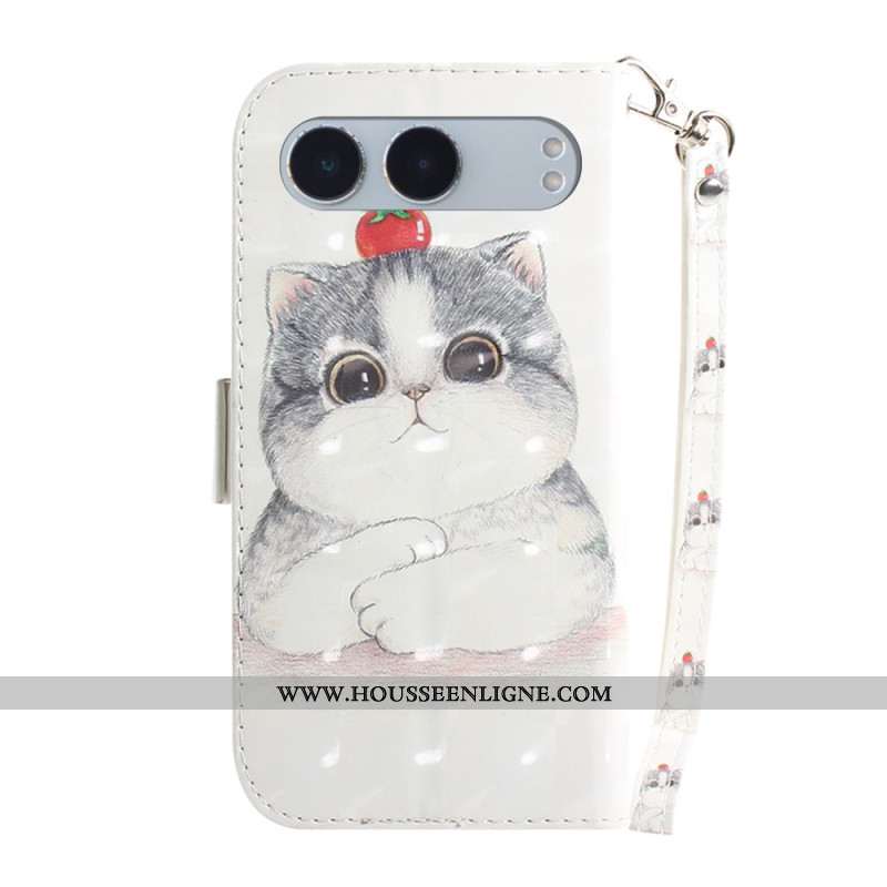 Housse OnePlus Nord 4 Chat et Fraise à Lanière